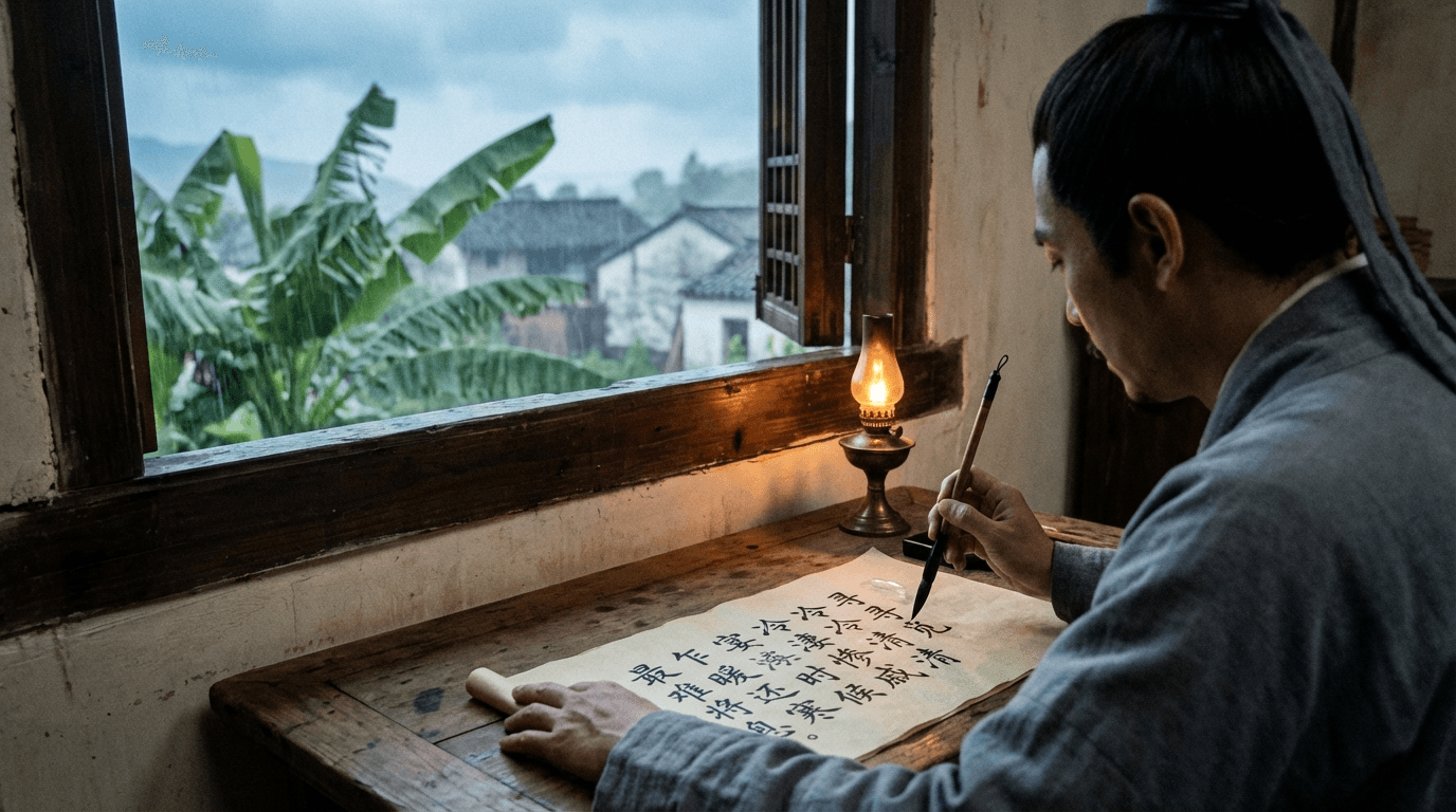 中国古风书法场景